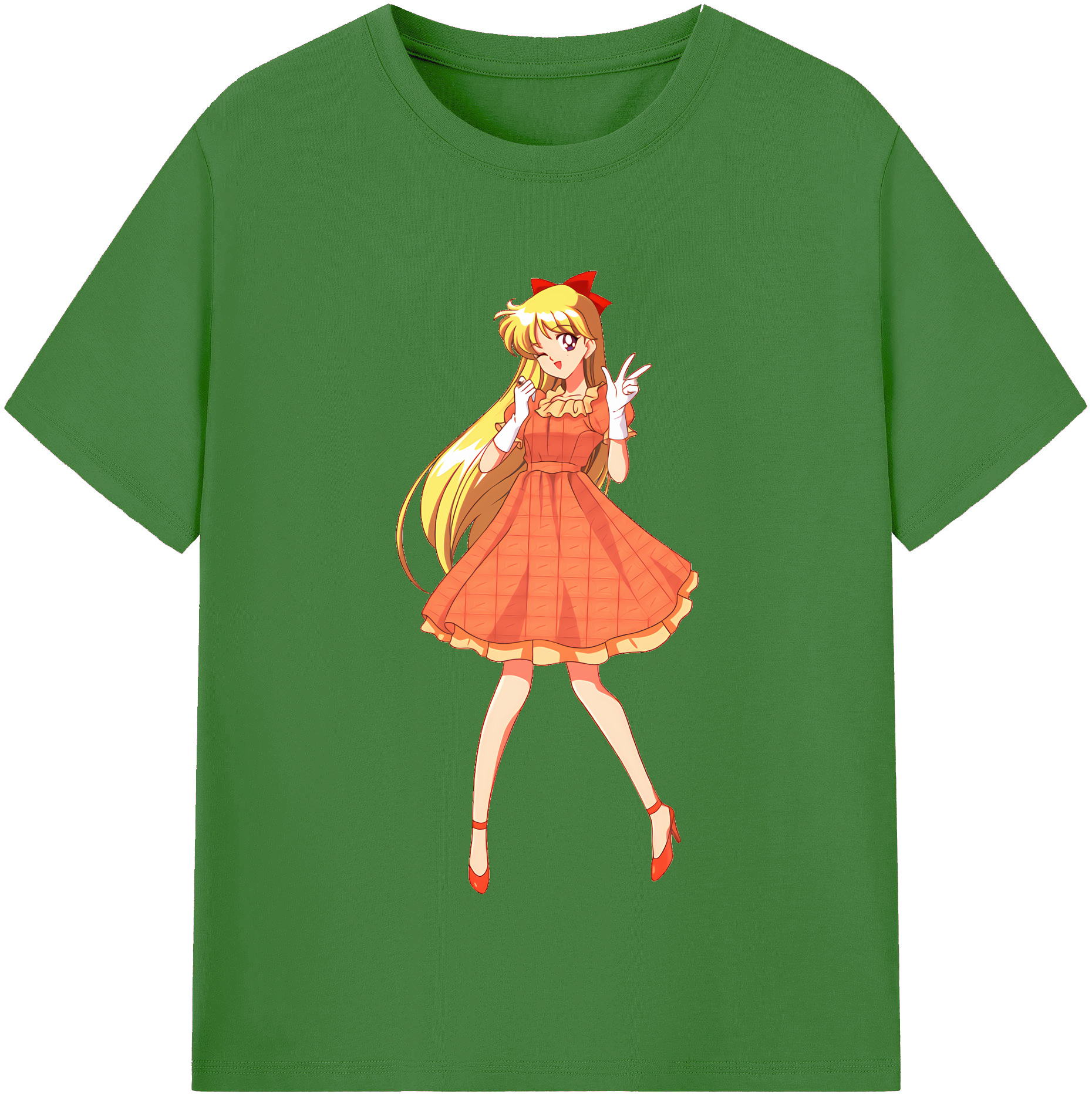 （画像用） 美少女戦士セーラームーン 愛野 美奈子 あいの みなこ Sailor Moon Aino Minako レディースカジュアルプリントTシャツ（綿100％）
